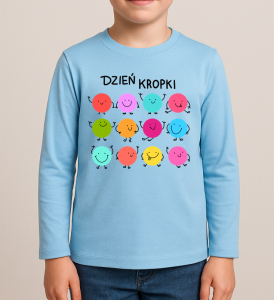 Niebieska koszulka z długim rękawkiem na Dzień Kropki dla chłopczyka 