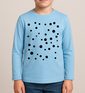 Niebieska koszulka z Niebieska koszulka z długim rękawkiem na Dzień Kropki dla chłopczyka w czarne kropki rękawkiem na Dzień Kropki dla chłopczyka kropki wzór kropki kolorowe  wzór dzieńkropki1 (1)
