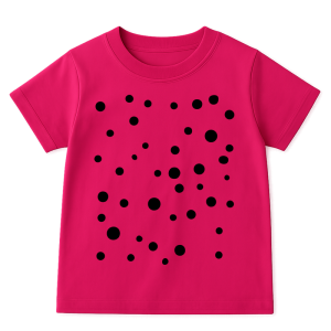 Różowa koszulka w czarne kropki dla dziewczynki na Dzień kropki 