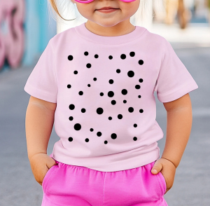 Jasno Różowa koszulka w czarne kropki dla dziewczynki na Dzień kropki