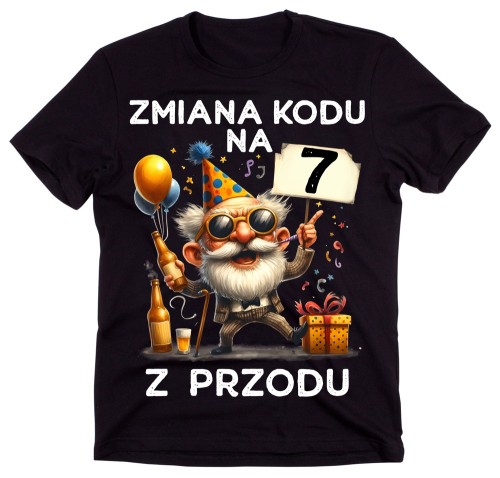 Męska koszulka na 70 URODZINY - ZMIANA KODU NA 7 Z PRZODU.jpg