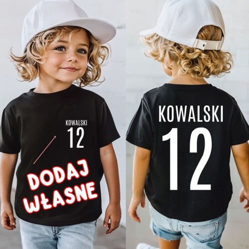 Koszulka dla dziecka w stylu sportowej koszulki z nazwiskiem i numerem.jpg