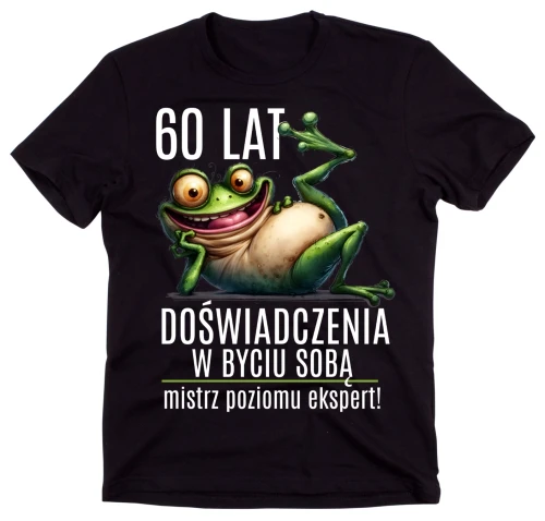czarna koszulka NA 60 ,60 LAT DOŚWIADCZENIA W BYCIU SOBĄ.webp