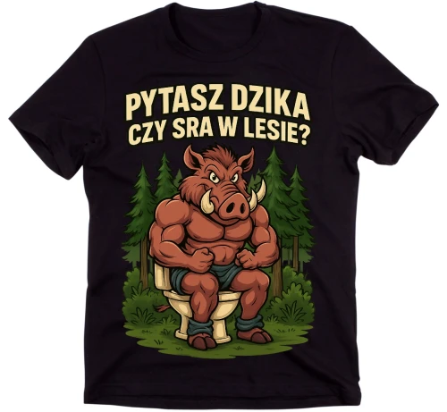 KOSZULKA DZARNA PYTASZ DZIKA CZY SRA W LESIE W.webp