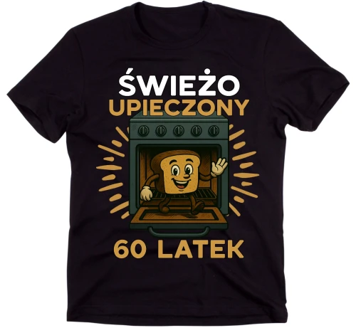 KOSZULKA CZARNA DLA 60 ŚWIEŻO UPIECZONY 60 LATEK.webp
