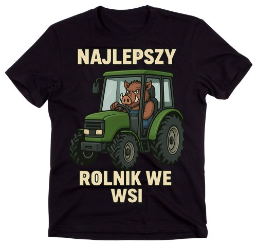 Koszulka dla rolnika najlepszy rolnik we wsi Z DZIKIEM NA TRAKTORZE.jpg