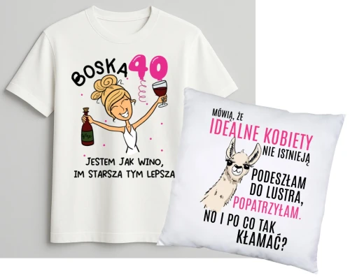 Zestaw na 40 urodziny - PREZENT NA 40 PODUSZKA ORAZ KOSZULKA.webp