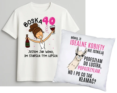 Zestaw na 40 urodziny - PREZENT NA 40 PODUSZKA ORAZ KOSZULKA.webp