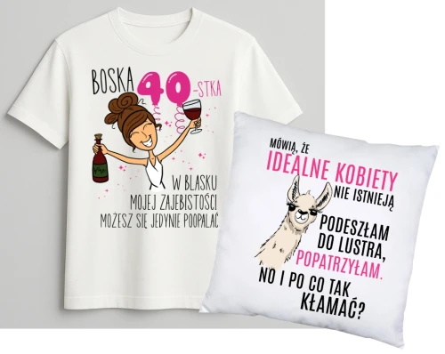 Zestaw na 40 urodziny - PREZENT NA 40 PODUSZKA ORAZ KOSZULKA.webp