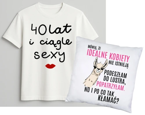Zestaw na 40 urodziny - PREZENT NA 40 PODUSZKA ORAZ KOSZULKA.webp