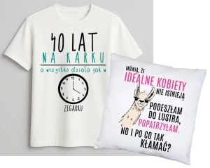 Zestaw na prezent na 40 urodziny dla kobiety - KOSZULKA na 40 oraz PODUSZKA