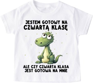 Koszulka dla dziecka na rozpoczęcie 4 klasy - JESTEM GOTOWY NA 4 KLASĘ 