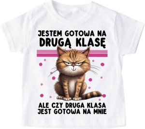 Koszulka dla dziewczynki na rozpoczęcie 2 klasy - JESTEM GOTOWA NA 2 KLASĘ 