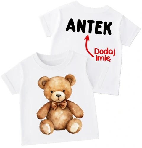Koszulka dla dziecka z misiem oraz imieniem na plecach.webp