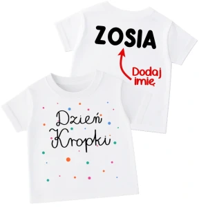 Koszulka dla na dzień kropki z kropkami oraz imieniem na plecach 