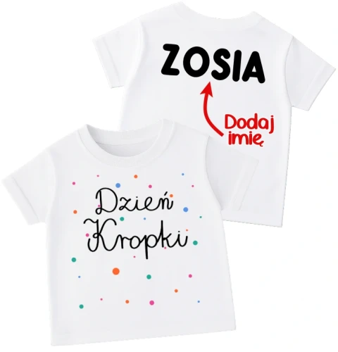 Koszulka dla na dzień kropki z kropkami oraz imieniem na plecach.webp