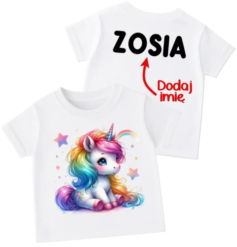 Koszulka dla dziewczynki z unicornem oraz imieniem.webp