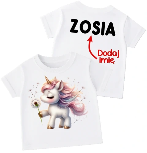 Koszulka dla dziewczynki z unicornem oraz imieniem.webp