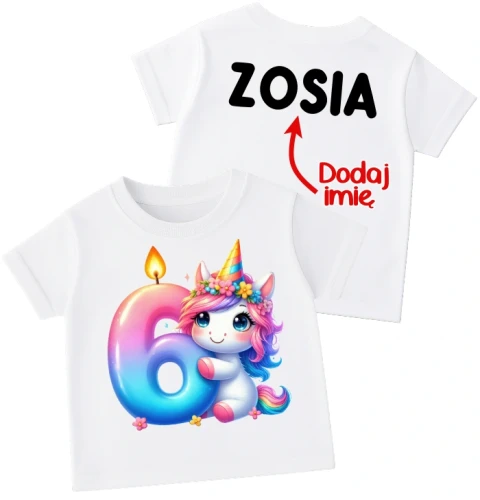 Koszulka dla dziewczynki na 6 urodziny z imieniem.webp