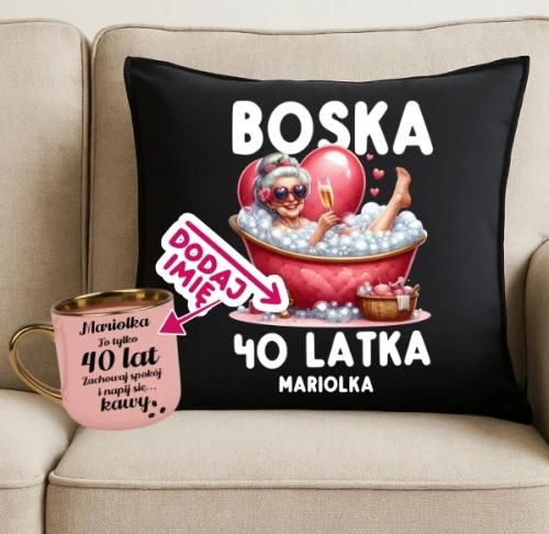 Personalizowany Zestaw prezentowy na 40 urodziny - BOSKA 40 LATKA.webp