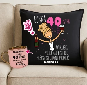 Personalizowany Zestaw prezentowy na 40 urodziny dla  blondynki - BOSKA 40 W BLASKU MOJEJ...