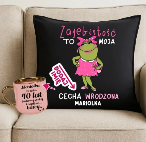 Personalizowany Zestaw prezentowy na 40 urodziny - ŻAJEBISTOŚĆ TO MOJA CECHA WRODZONA.webp