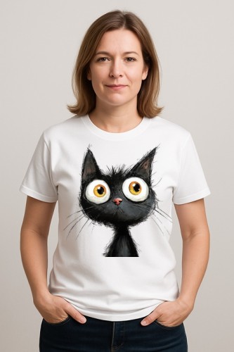 Biały damski t-shirt z czarnym kotem.jpg