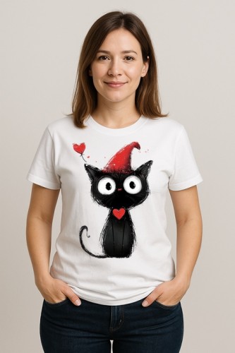 Biały damski t-shirt z czarnym kotem.jpg