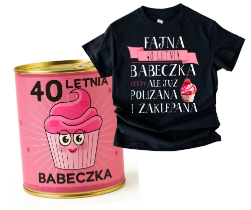 Damska koszulka na 40 urodziny - 40 LETNIA BABECZKA , ZESTAW PREZENTOWY ZAPAKOWANY W PUSZCE.webp
