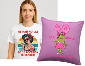 Zestaw prezentowy na 40 urodziny - poduszka na 40 oraz koszulka na 40 urodziny