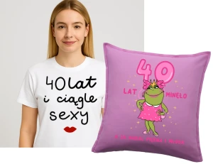 Zestaw prezentowy na 40 urodziny - poduszka na 40 oraz koszulka na 40 urodziny