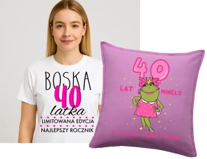 Zestaw prezentowy na 40 urodziny - poduszka na 40 oraz koszulka na 40 urodziny