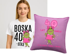 Zestaw prezentowy na 40 urodziny - poduszka na 40 oraz koszulka na 40 urodziny