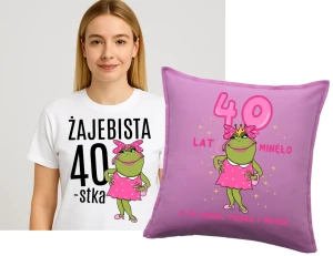 Zestaw prezentowy na 40 urodziny - poduszka na 40 oraz koszulka na 40 urodziny