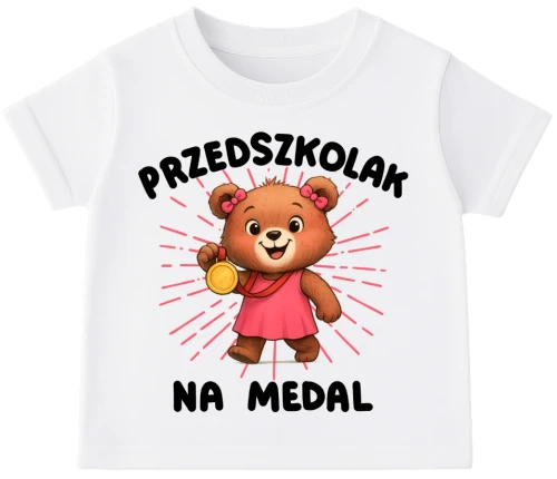 koszulka dla przedszkolaka, przedszkolak na medal dla dziewczynki.webp