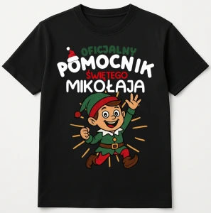 Świąteczna koszulka na prezent pod choinkę  OFICJALNY POMOCNIK ŚWIĘTEGO MIKOŁAJA (CHŁOPIEC)