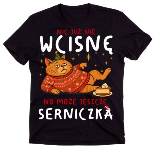Męska świąteczna koszulka na prezent - NIC JUŻ NIE WCISNĘ