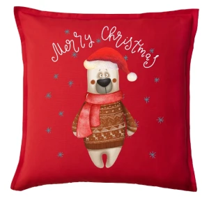 Świąteczna poduszka MERRY CHRISTMAS Z MISIEM