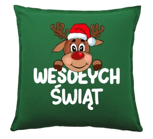 Świąteczna poduszka WESOŁYCH ŚWIĄT Z RUDOLFEM