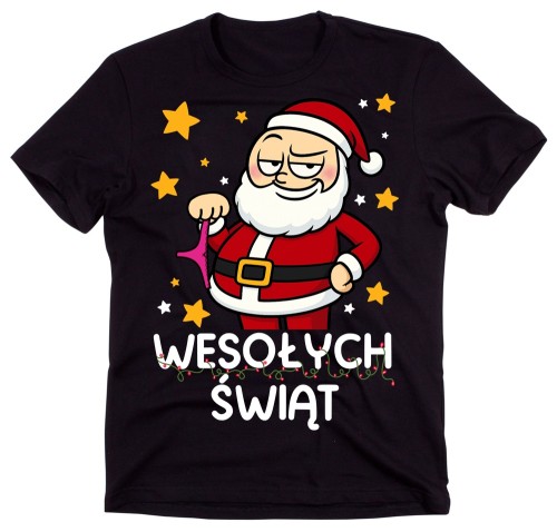 MĘSKA śmieszna Koszulka z Mikołajem - WESOŁYCH ŚWIĄT - WZÓR WESOŁCYH 37