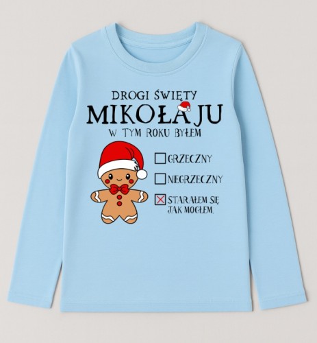 Niebieska koszulka na Mikołajki dla chłopca - DROGI ŚWIĘTY MIKOŁAJU.jpg