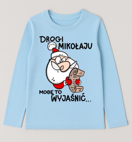 Niebieska koszulka na Mikołajki dla chłopca - DROGI MIKOŁAJU MOGĘ TO WYJAŚNIĆ.jpg