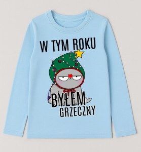 Niebieska koszulka na Mikołajki dla chłopca  W TYM ROKU BYŁEM GRZECZNY 