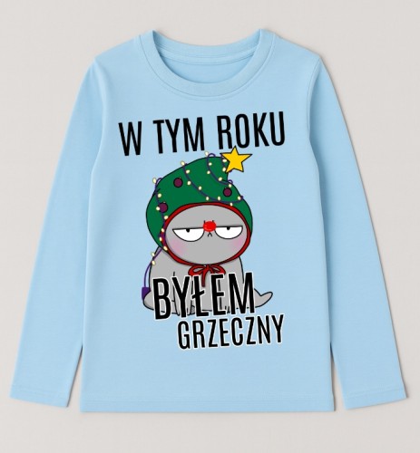 Niebieska koszulka na Mikołajki dla chłopca  W TYM ROKU BYŁEM GRZECZNY.jpg
