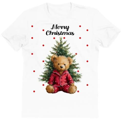świąteczna koszulka z misiem merry christmas kropeczki chris12.webp