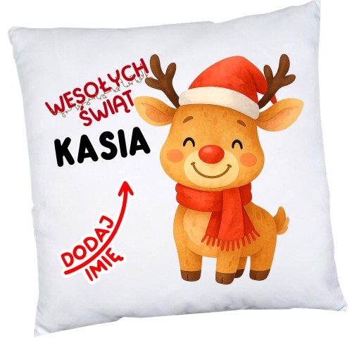 Poduszki dla Dzieci na klasowe Mikołajki z imieniem z RENIFEREM.jpg