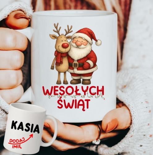 Personalizowany Kubek WESOŁYCH ŚWIĄT na prezent na Mikołajki, pod choinkę.JPG