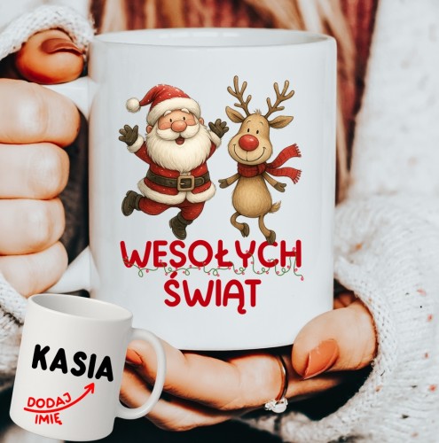 Personalizowany Kubek WESOŁYCH ŚWIĄT na prezent na Mikołajki, pod choinkę.JPG