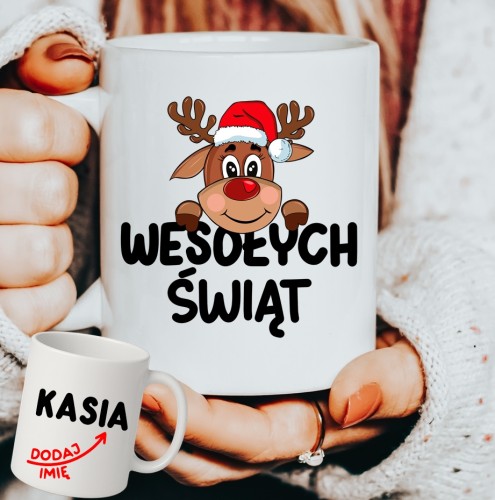 Personalizowany Kubek WESOŁYCH ŚWIĄT na prezent na Mikołajki, pod choinkę.JPG