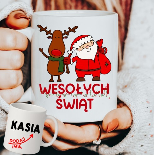 Personalizowany Kubek WESOŁYCH ŚWIĄT na prezent na Mikołajki, pod choinkę.JPG